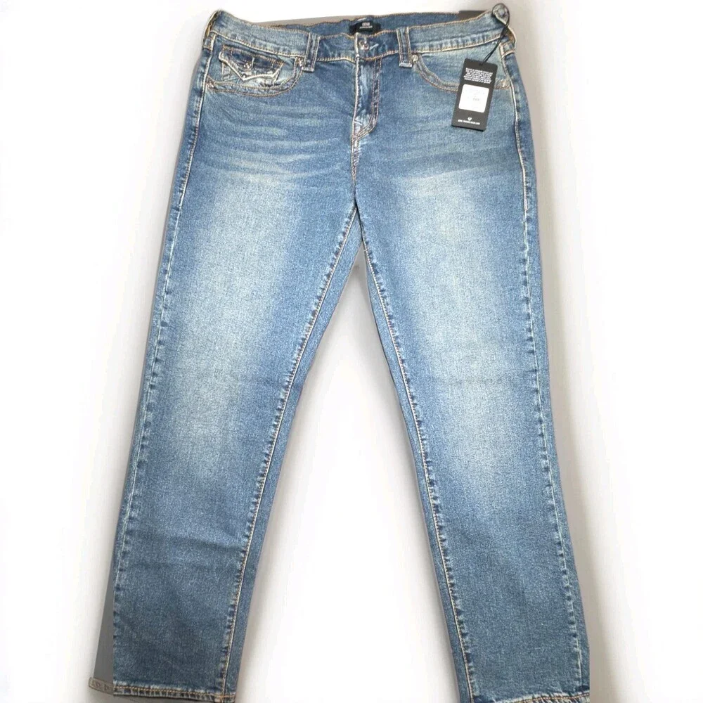 NWT True Religion Geno Big T Flap Slim Jeans Men 34x32 Sku 165